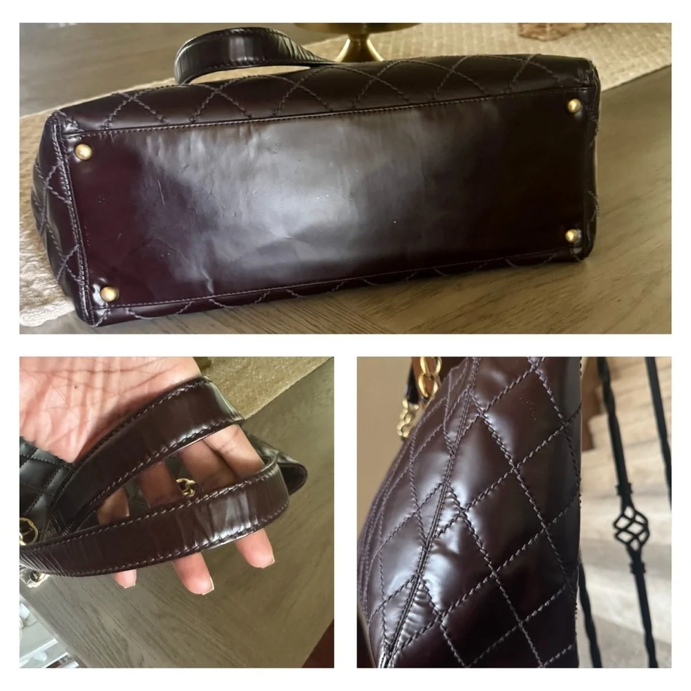 CHANEL Brown Wild Stitch Quilted Leather Tote Bag (Vintage)
